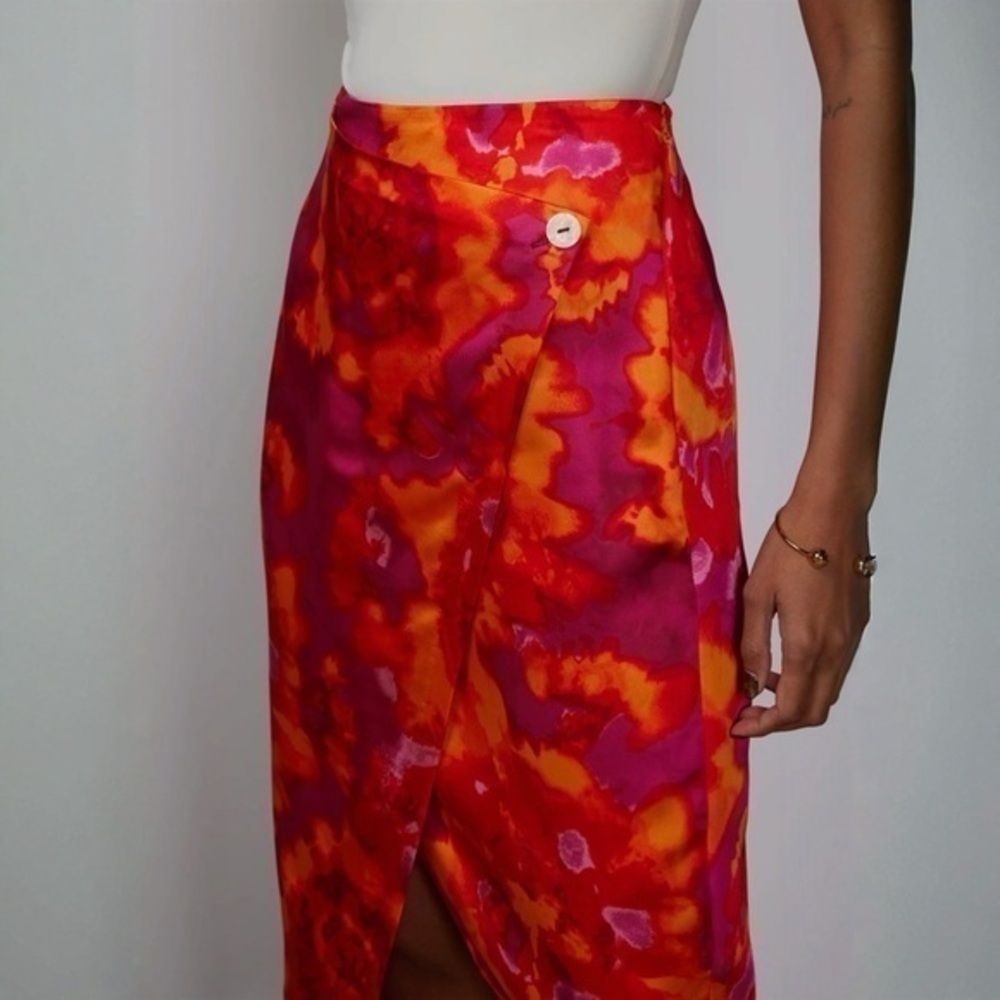 Watercolor Satin Wrap Floral Skirt Size 6​
